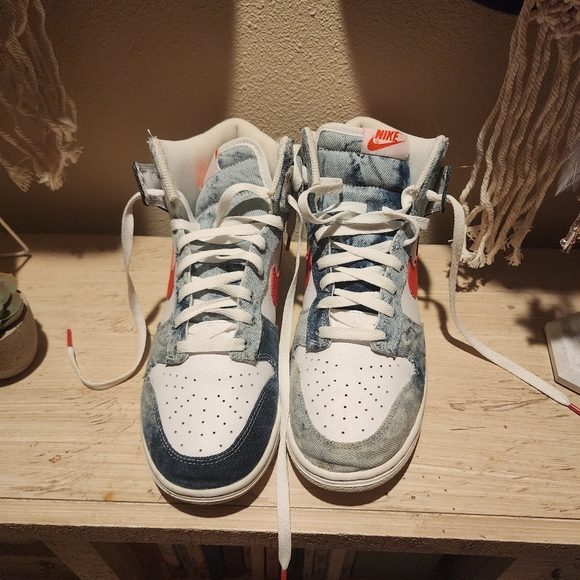 Nike Dunks High Washed Denim - Picture 1 of 4